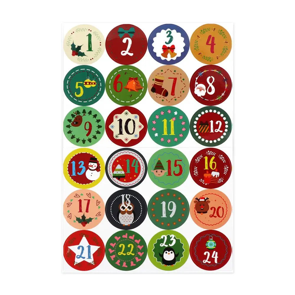 Christmas Gift Stickers Advent Calendar Number Paper