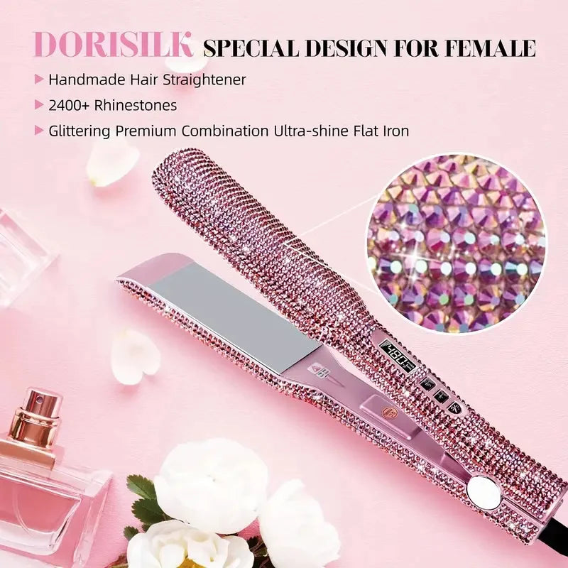 Rhinestone Flat Iron Titanium Hair Straightener Dual Voltage in USA