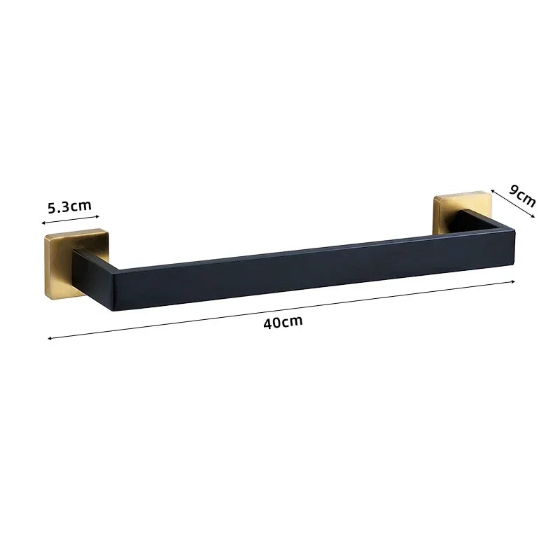 Wall Mount Stainless Steel Black Gold Bathroom Hardware Set