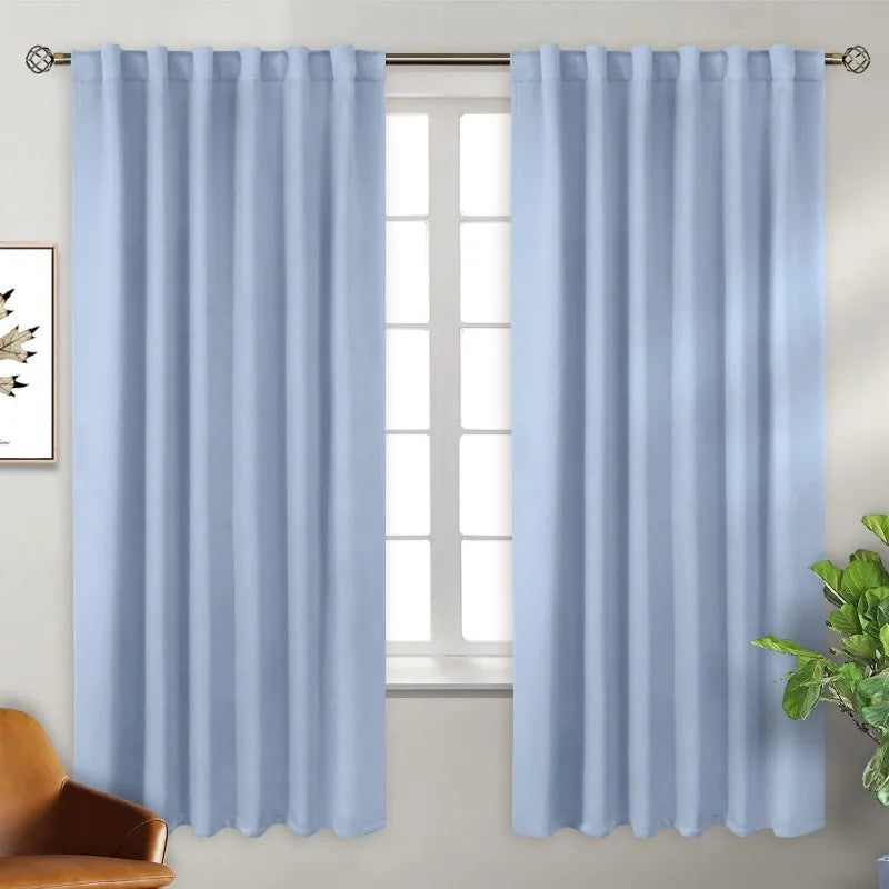 Navy Blue Elegant Blackout Curtains Rod Pocket in USA