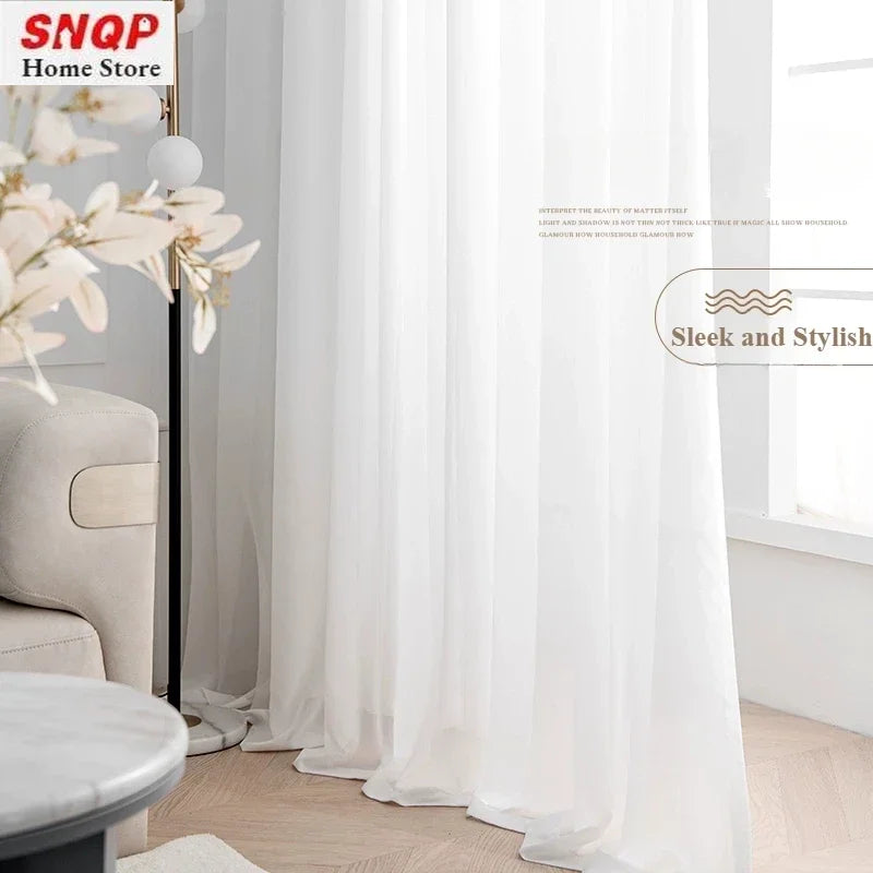 Custom Size Fashion Chiffon Yarn White Tulle Sheer Curtains in USA