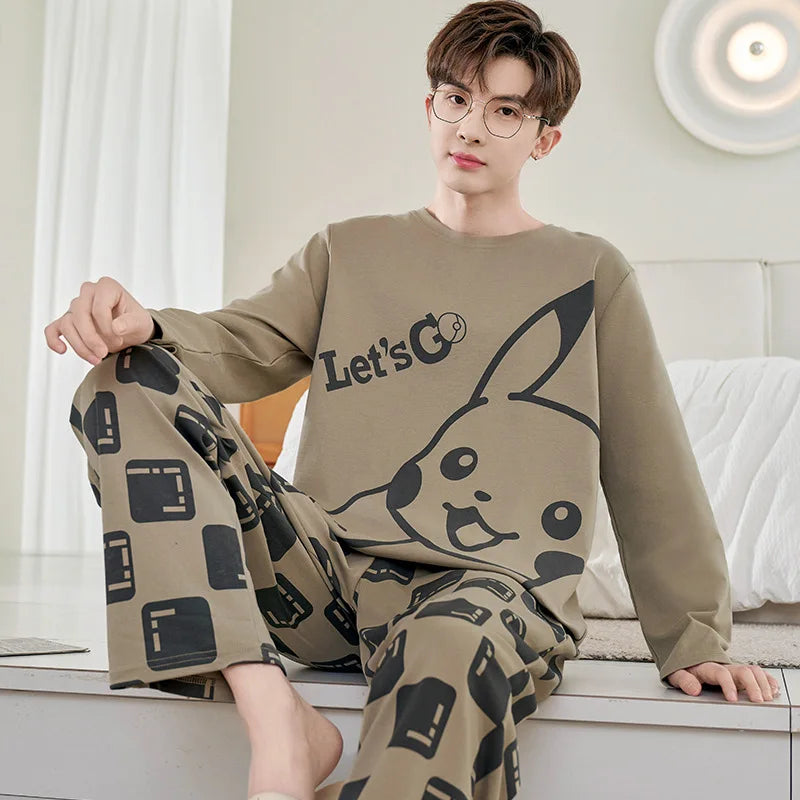 Men's Pajamas Long Sleeves Pure Cotton in USA