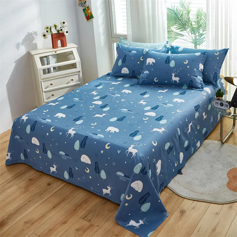 Cartoon Star Flat Sheet Twin Kawaii Yellow Bed Sheet in USA.