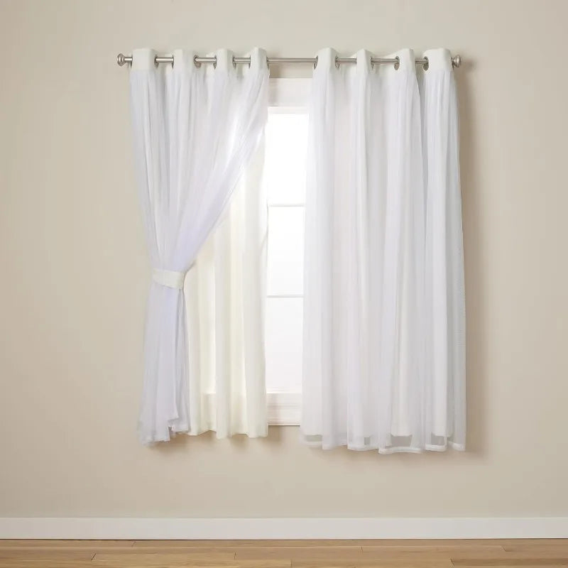 Layered Solid Room Darkening Blackout and Sheer Grommet in USA