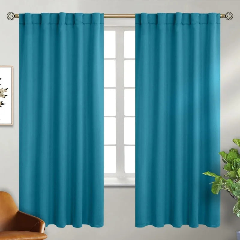 Navy Blue Elegant Blackout Curtains Rod Pocket in USA