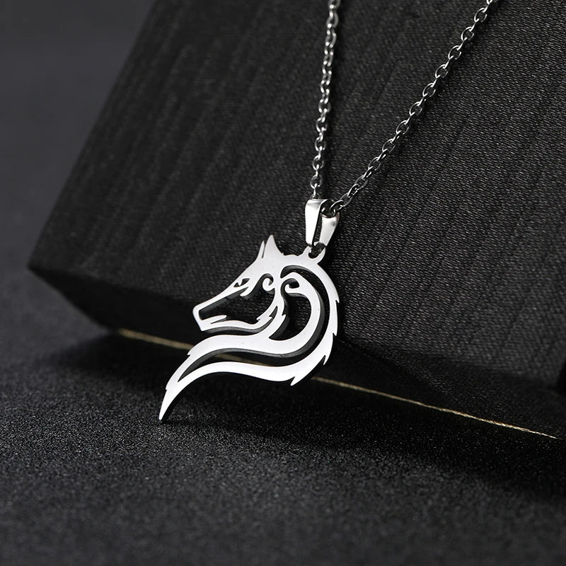 Unift Black Color Wolf Pendant Necklace Men Boy Stainless in USA