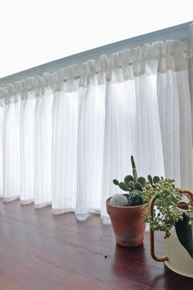 White Kitchen Sheer Valance Curtains Voile Sheer Cafe Window Curtain in USA