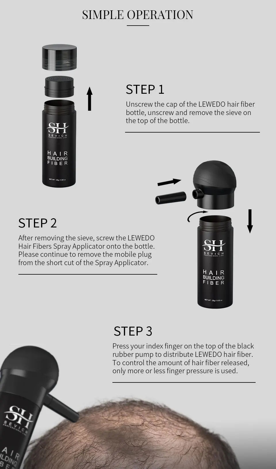 Hair Fiber Powder+Hair Styling Spray+Nozzle Applicator in USA