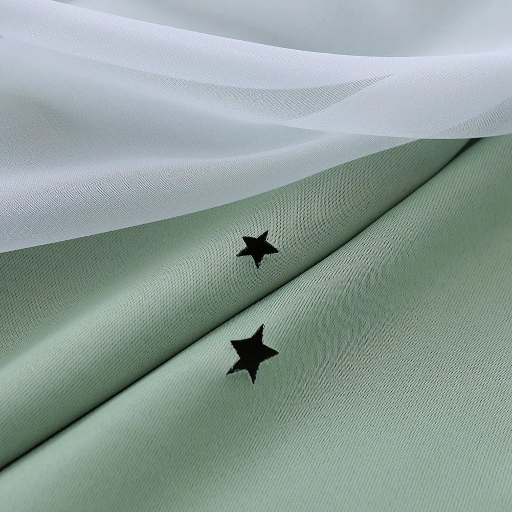 Double Blackout Star Curtains Threaded Bedroom Living Room in USA