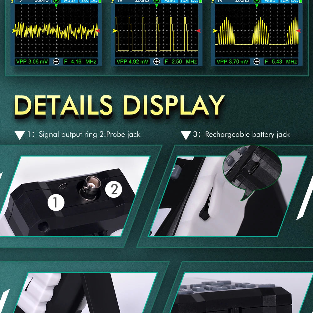 TOOLTOP ET120M 120MHz Handheld Digital Oscilloscope 1Mhz Square Wave S