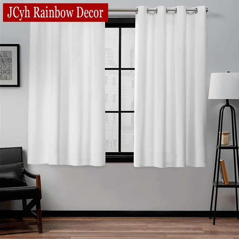 White Blackout Short Curtains Living Room Bedroom in USA