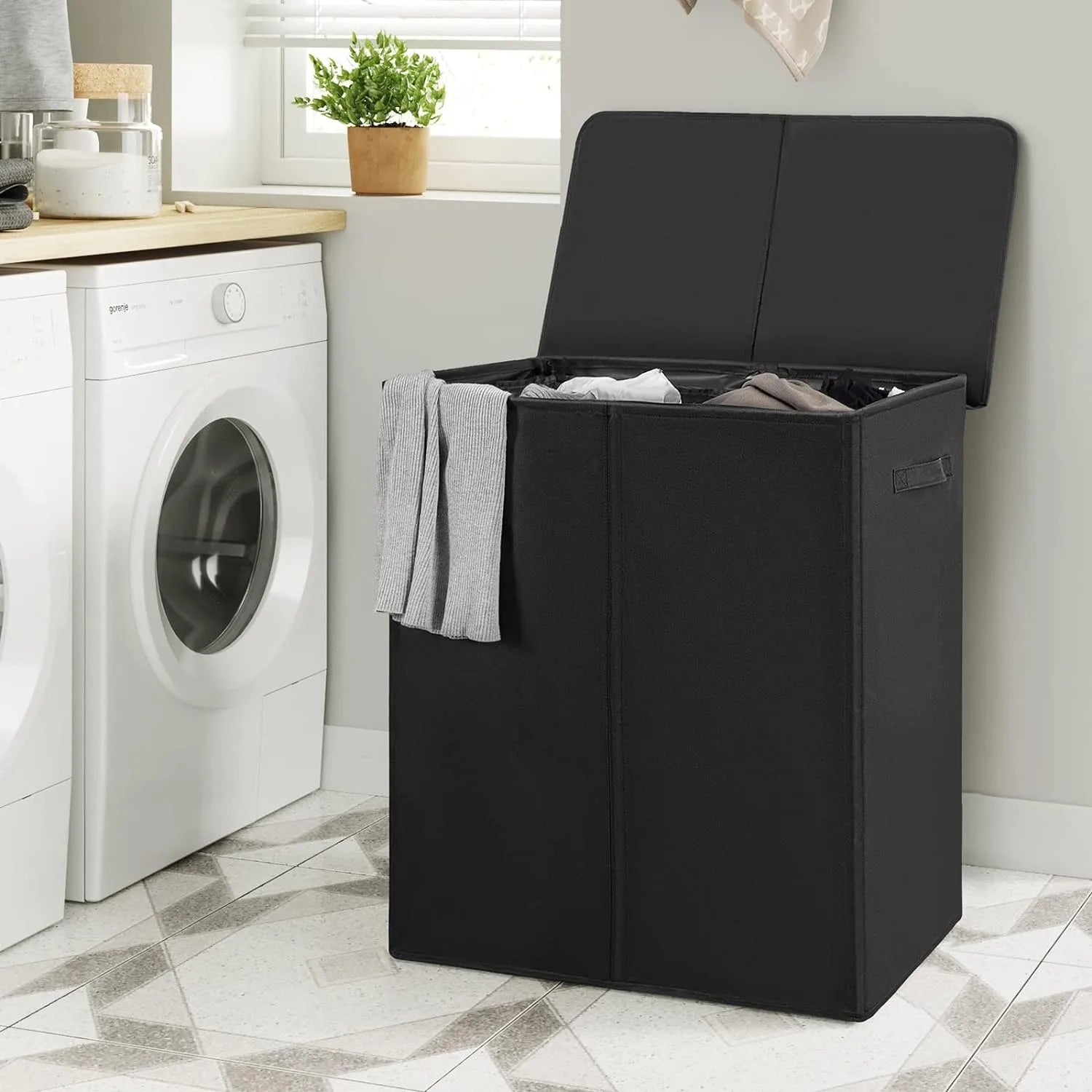 Double Laundry Hamper Lid Removable Laundry Bags in USA