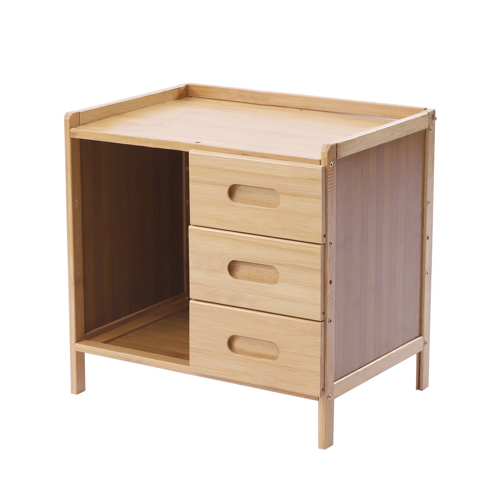 Drawer Modern Bamboo Nightstand Side Table Bedroom IN USA.