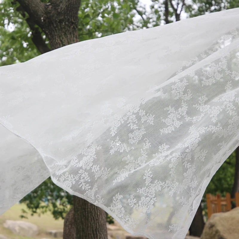 Pastoral White Tulle Sheer Window Curtains Voile Organza in USA.