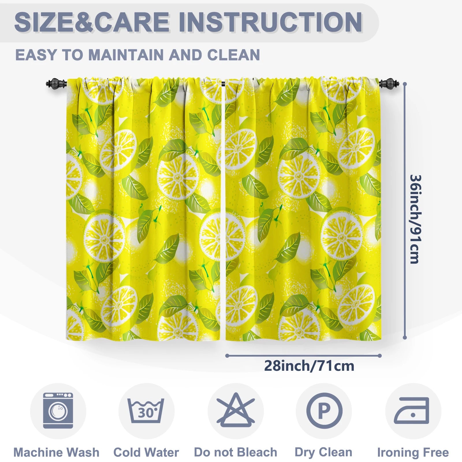 Panels Lemon Kitchen Curtains,Yellow Lemon Slices in USA