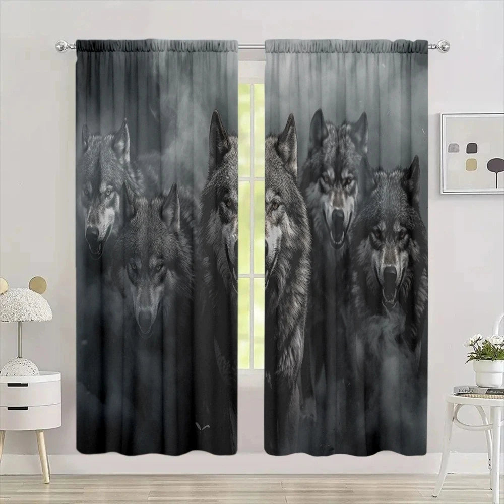 Wolf Pack Printed Curtain for Home Decor - Rod Pocket Window in USA