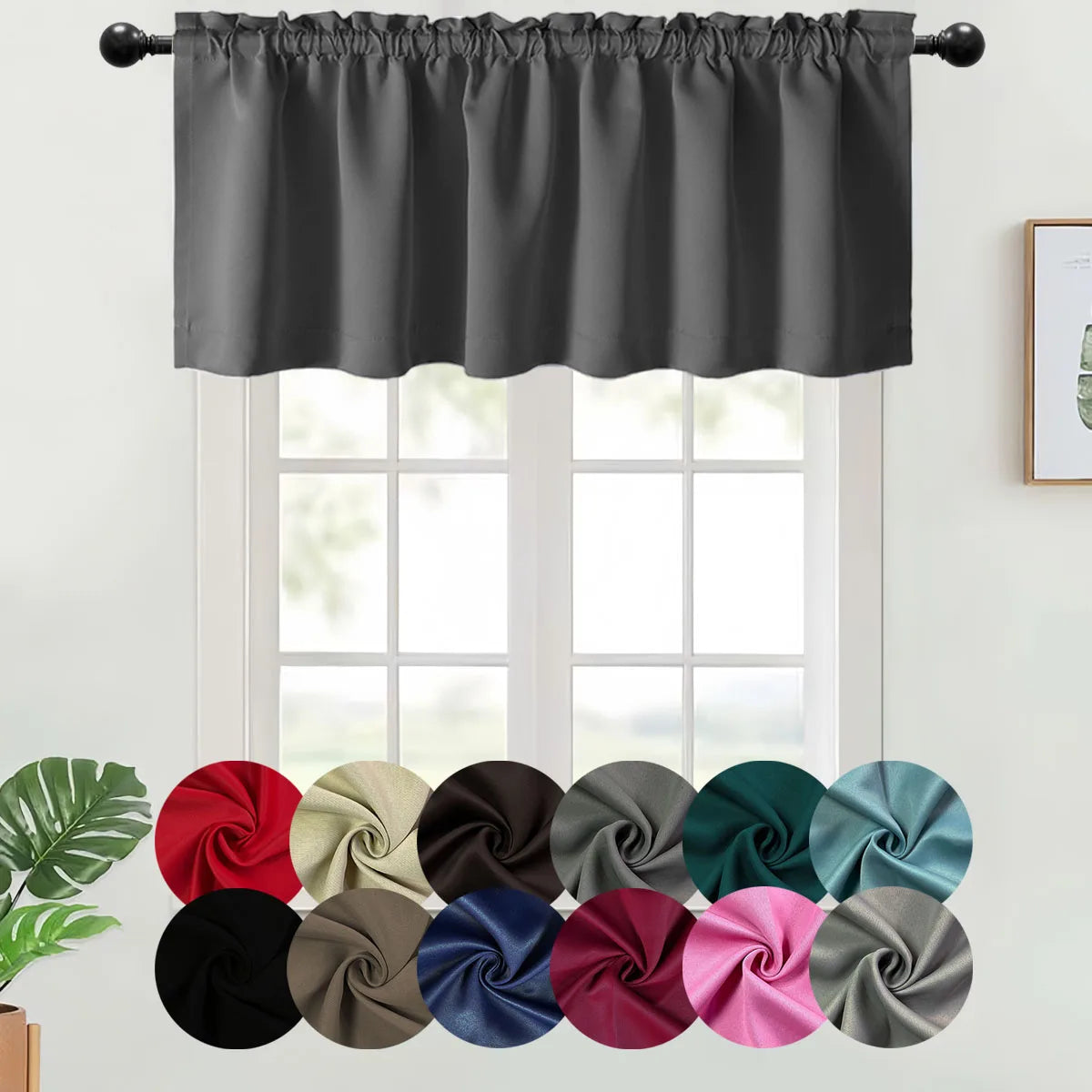 Valance Curtains Blackout Thermal Insulated Rod Pocket Window in USA