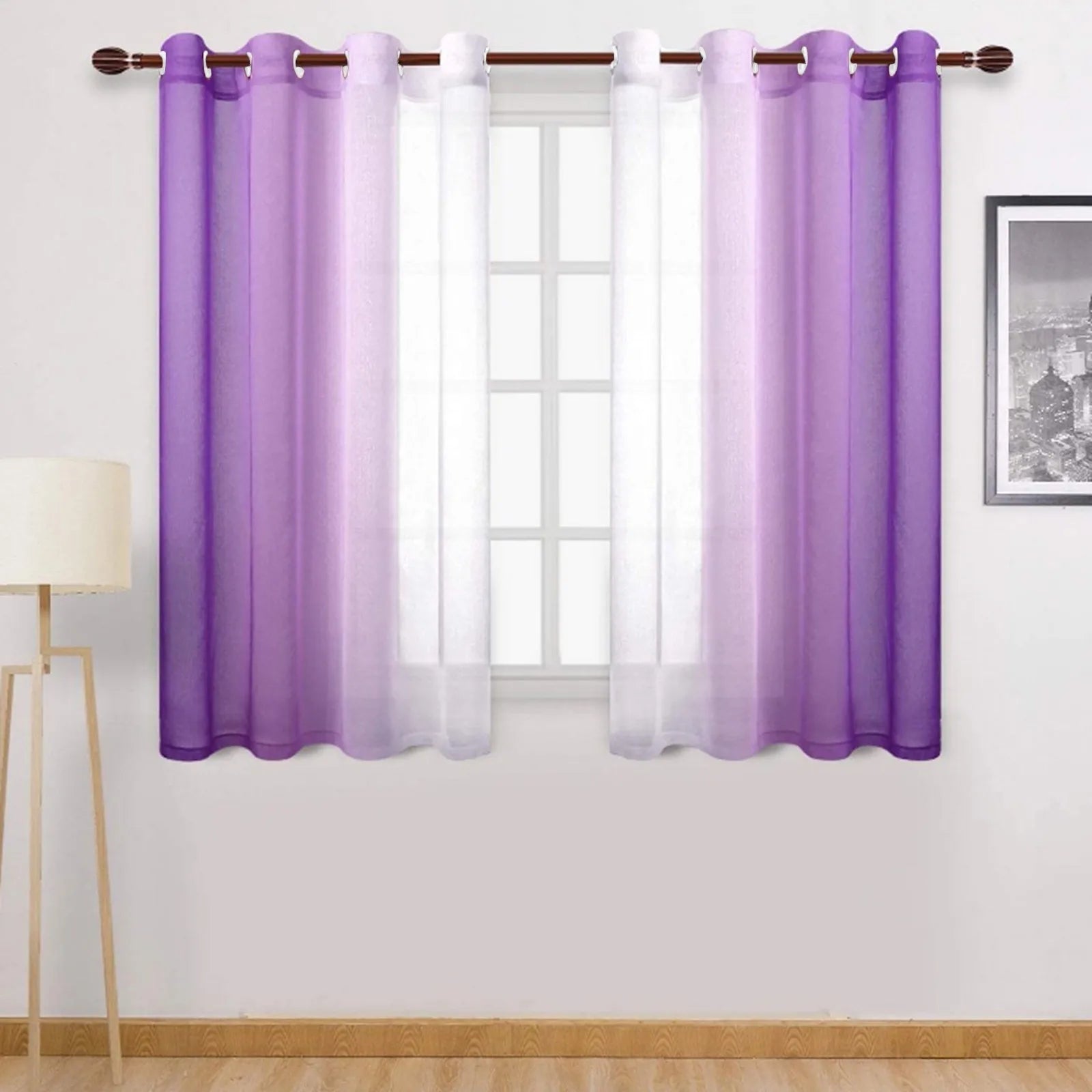 Modern Gradient Color Curtain Tulle Decorative Sheer Curtains IN USA.