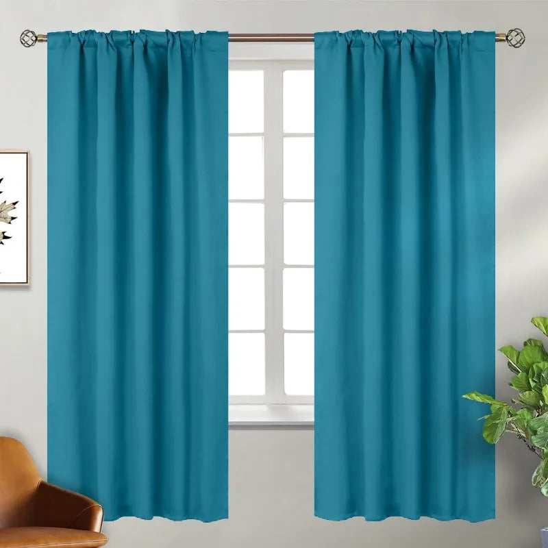 Navy Blue Elegant Blackout Curtains Rod Pocket in USA