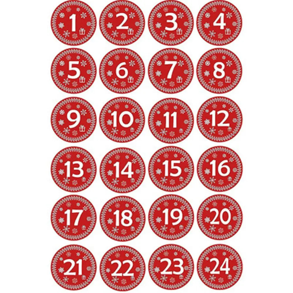 Christmas Gift Stickers Advent Calendar Number Paper