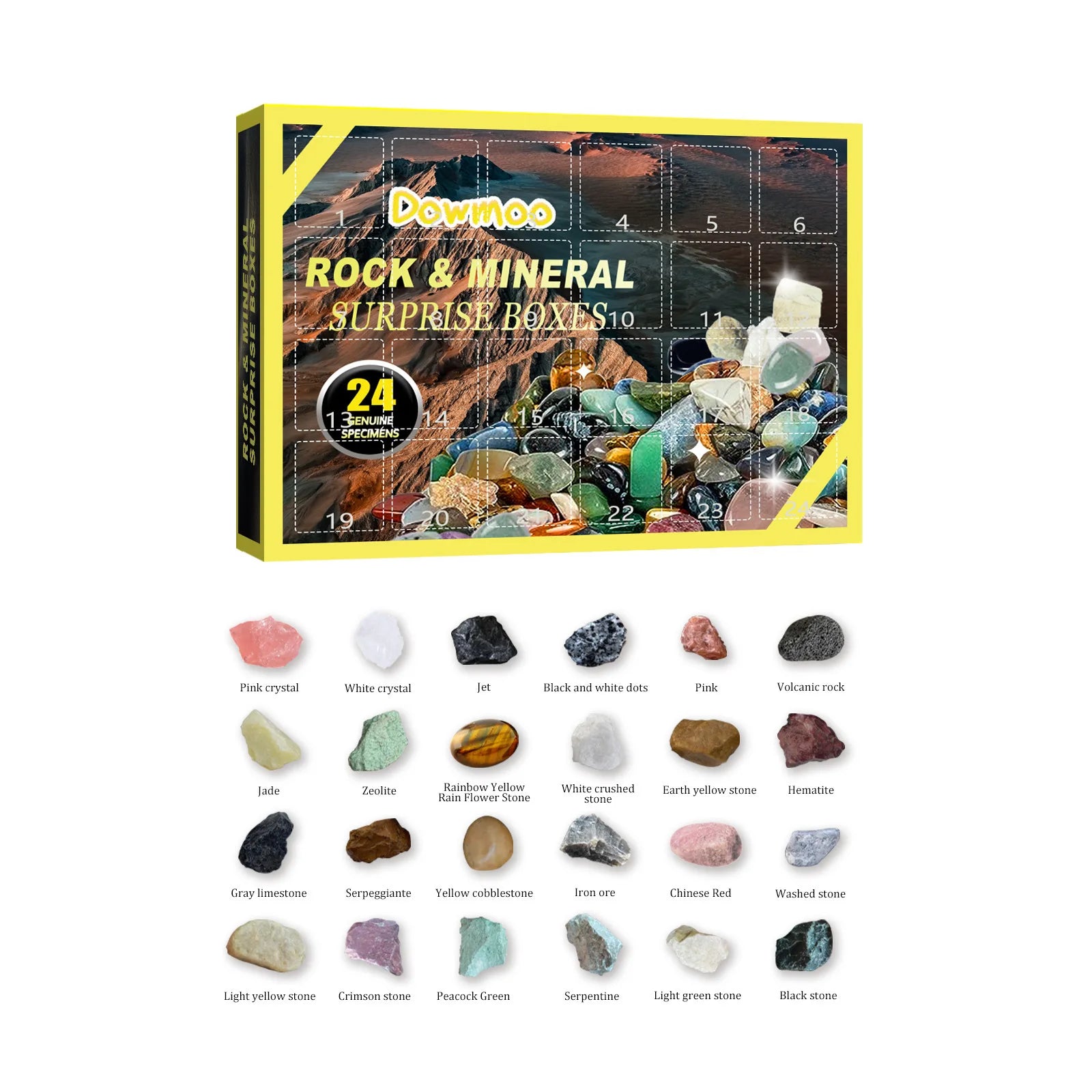 1Set Ore Christmas Advent Calendar Healing Crystal Mineral Gift Box Ki