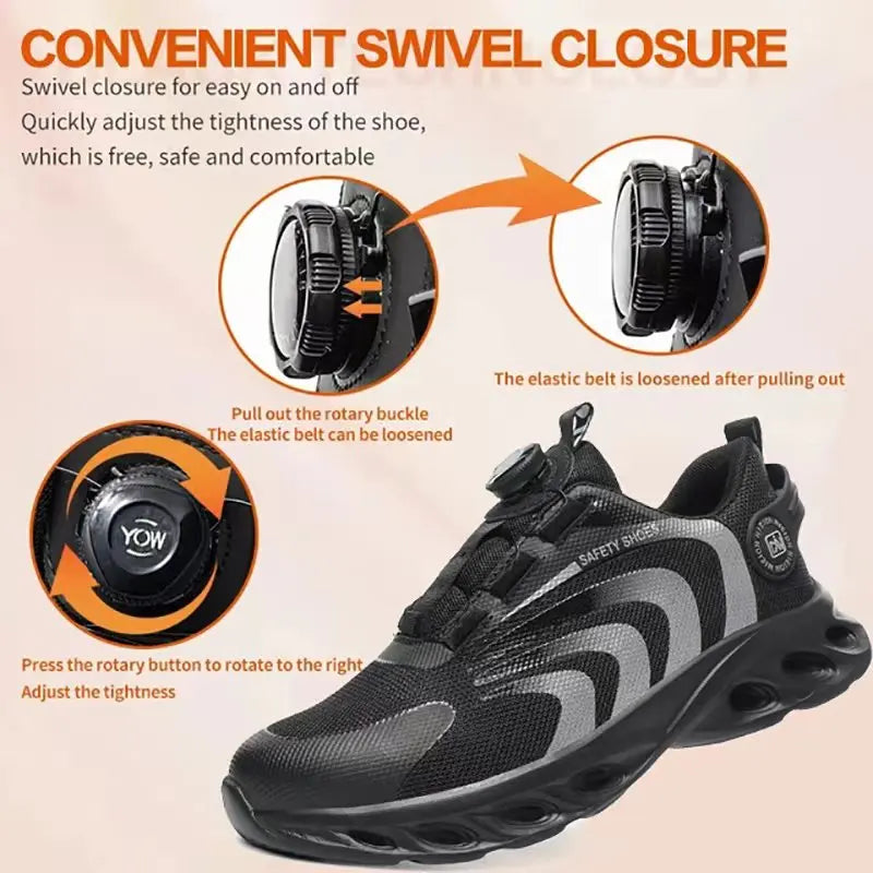 Rotary Buckle Work Sneakers Protective Shoes Lightweight Safety Shoes in USA