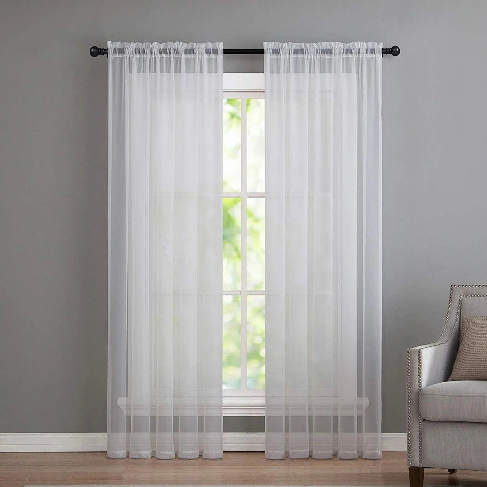 Soild Color Sheer Curtains Semi Transparent Voile Grommet in USA