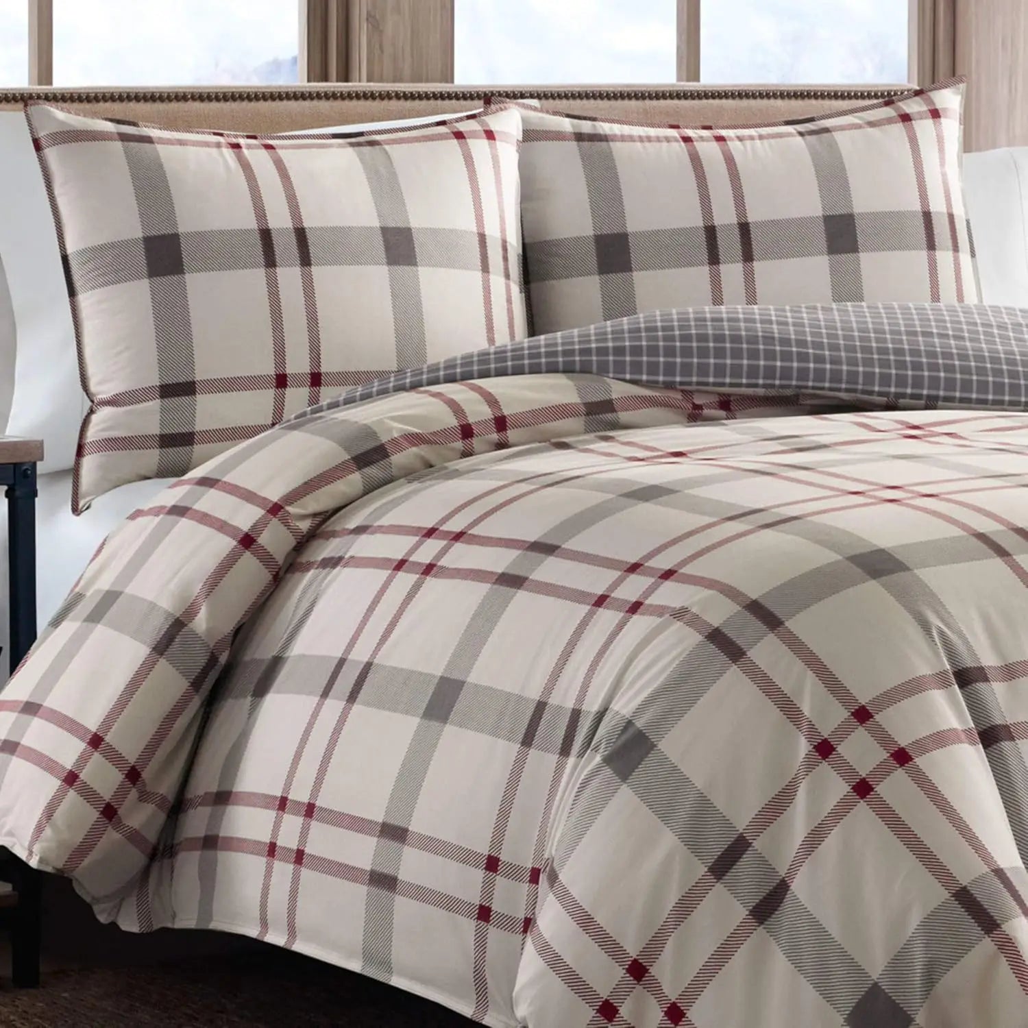 Duvet Cover Set, Reversible Cotton Bedding with Matching Shams