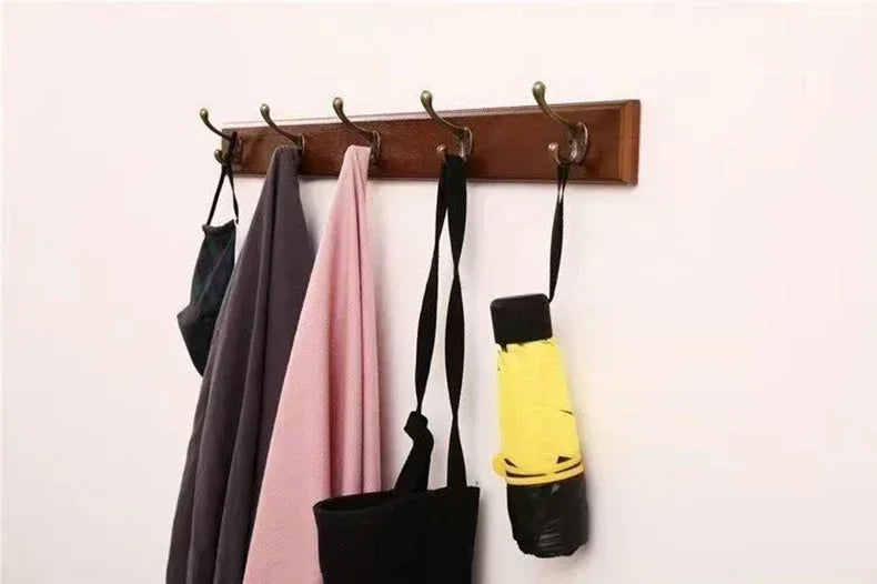 Bathroom Towel Rack Clothes Hanger Walnut Wall Hook