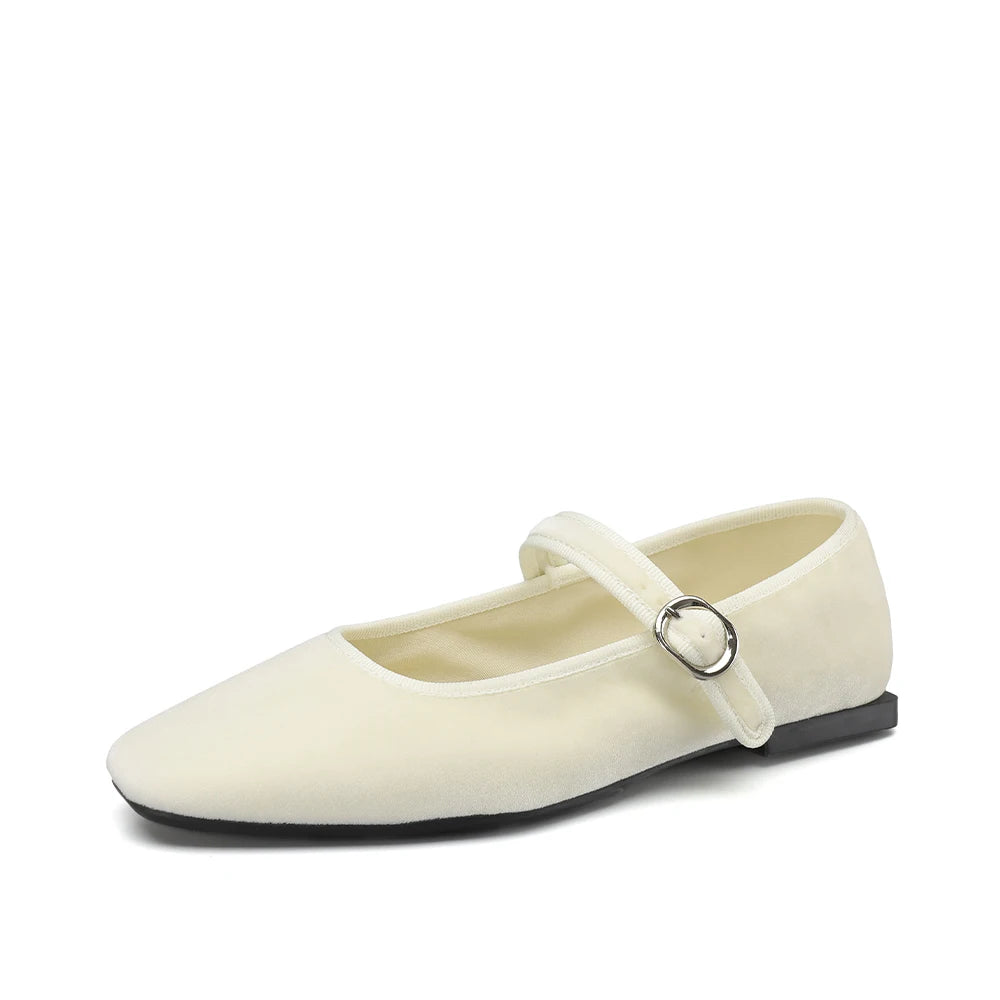 Smile Circle Velvet Mary Jane Ballet Flats Women IN USA.