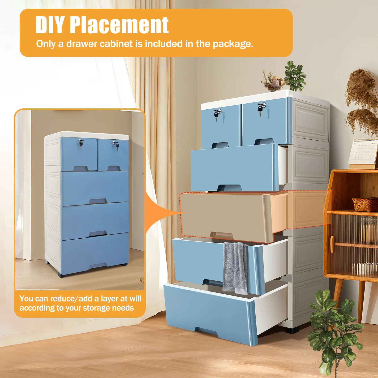 Cabinet Drawers Mobile Box Wardrobe Storage Rack IN USA.