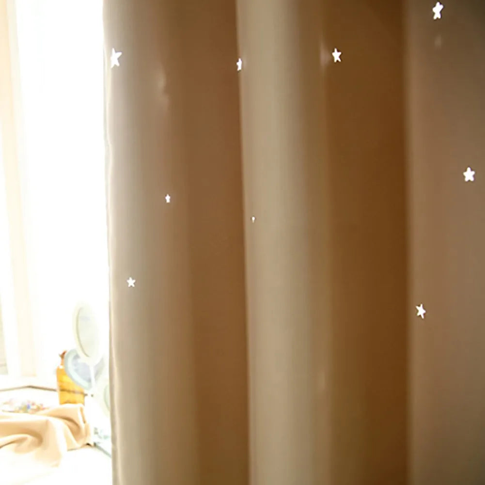 Bright Double Layer Blackout Star Hollow Curtains in USA