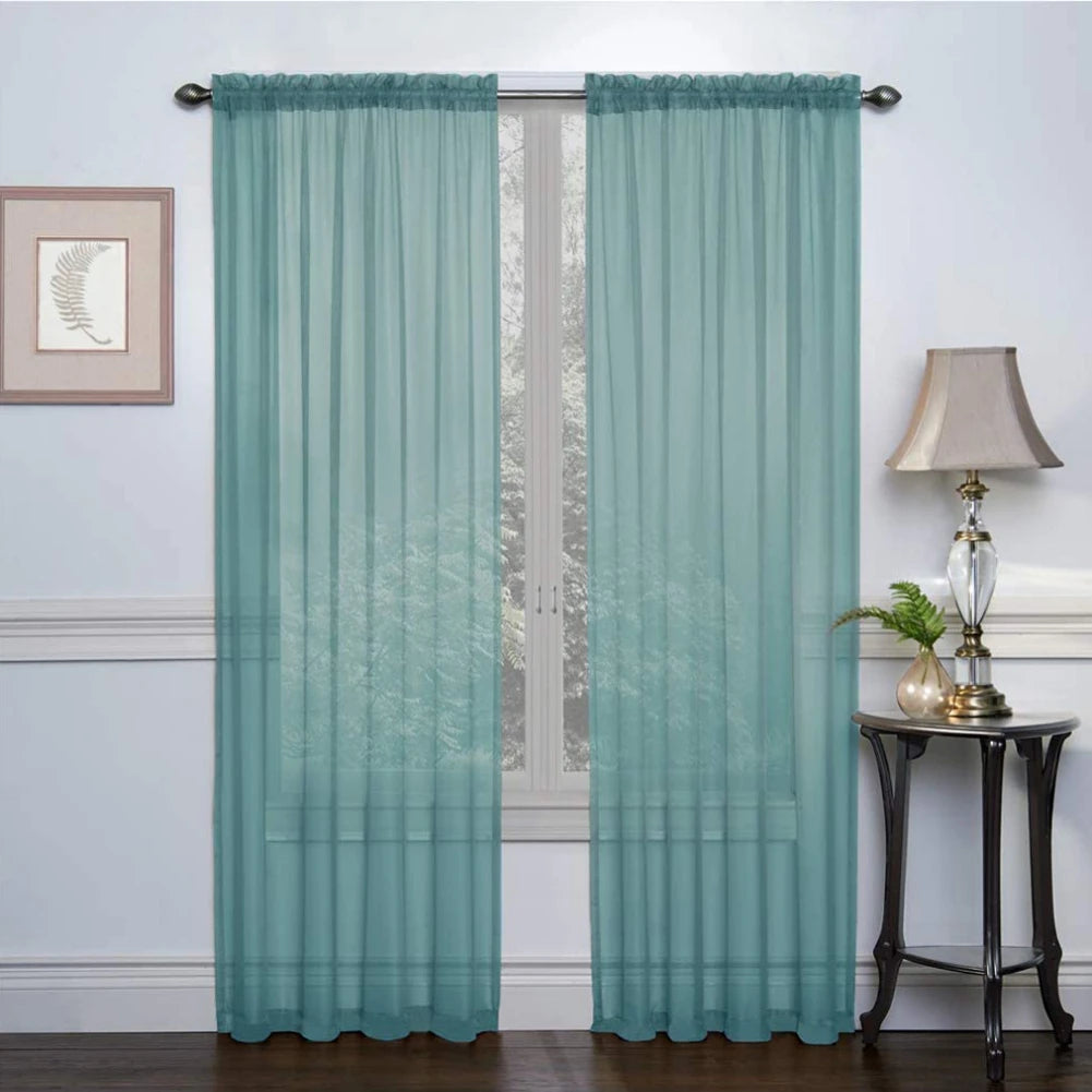 Soild Color Sheer Curtains Semi Transparent Voile Grommet in USA