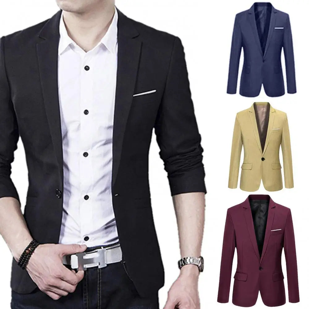 Men Formal Business Suit Coat One Button Black Blue Red Men in USA.