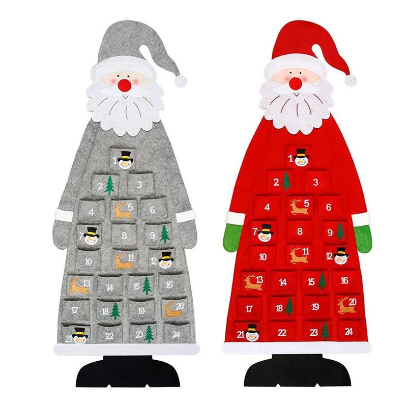 Christmas Felt Advent Calendar Wall Hanging Santa Advent Calendar with