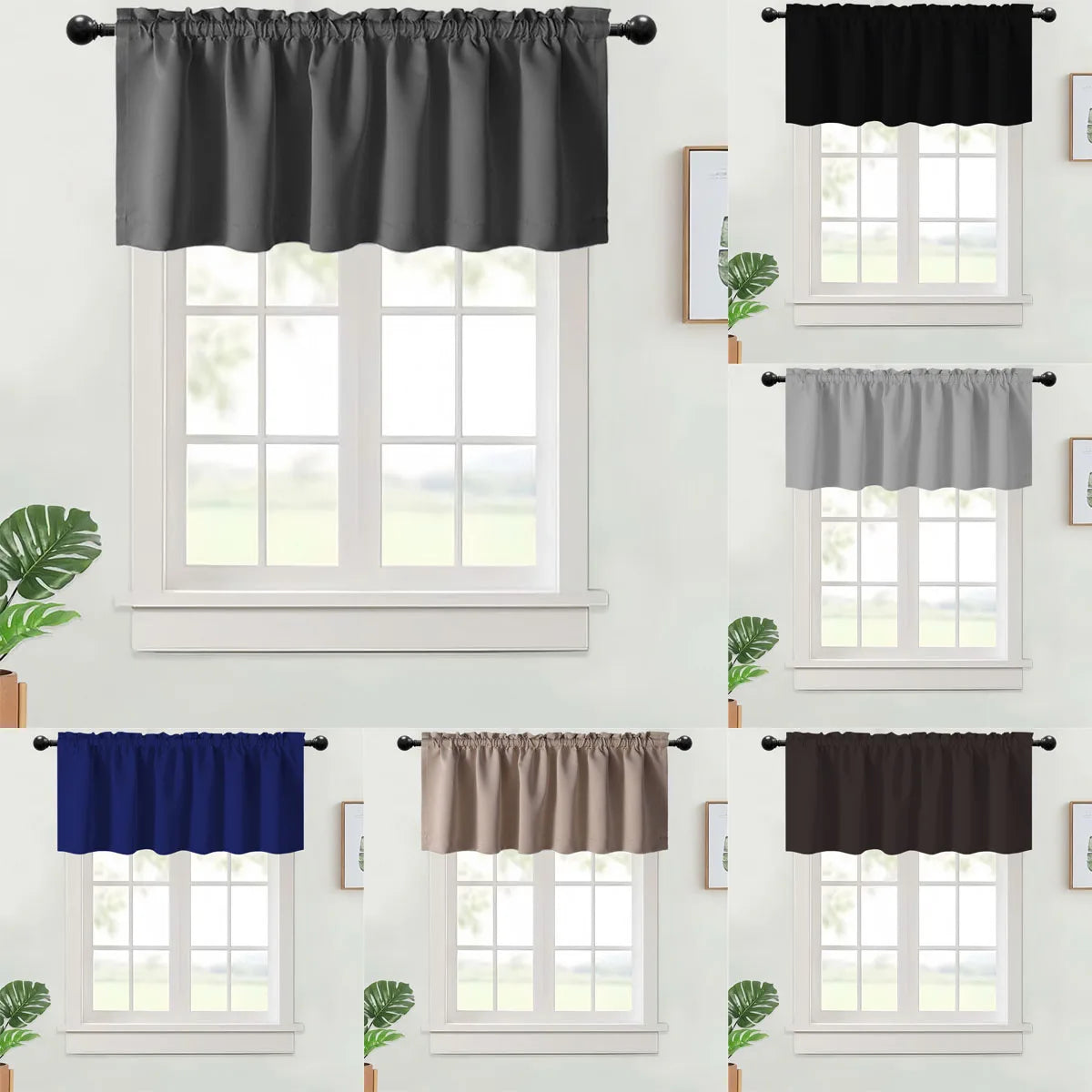 Valance Curtains Blackout Thermal Insulated Rod Pocket Window in USA