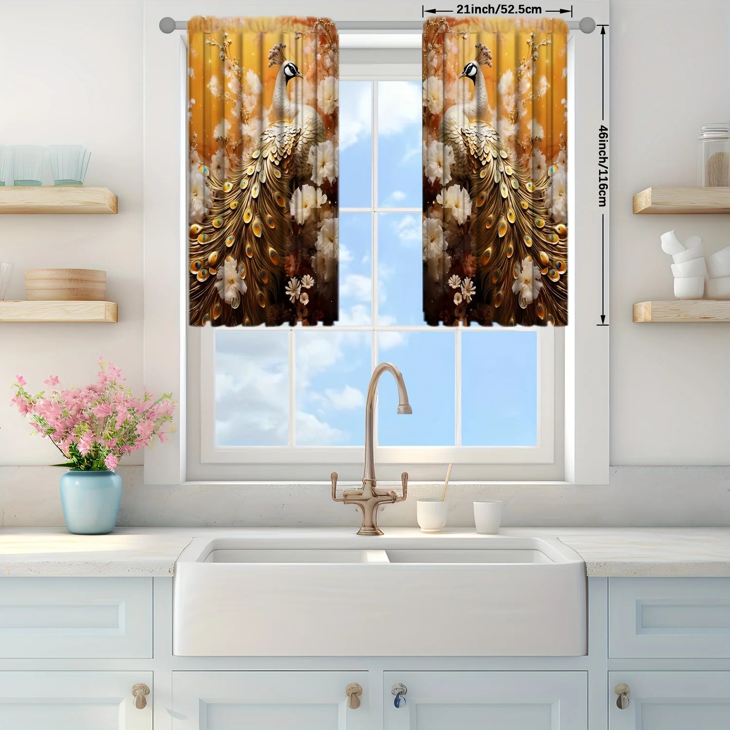 Luxury Style Peacock Printed Curtain Home Decor in USA