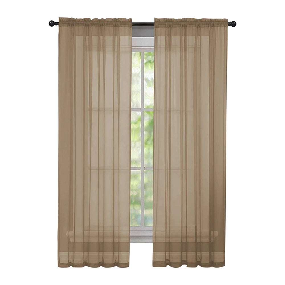 Soild Color Sheer Curtains Semi Transparent Voile Grommet in USA