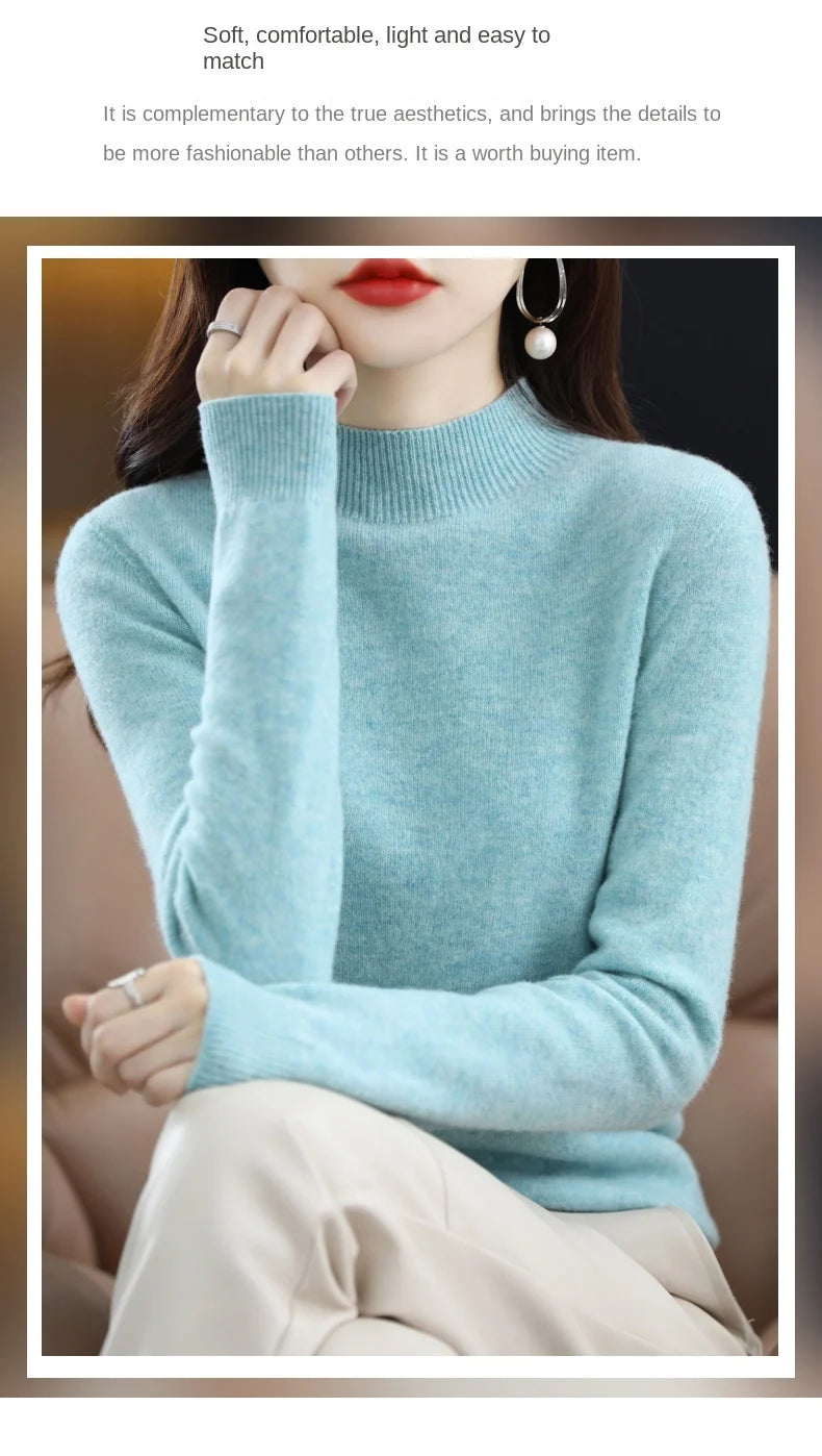 Pure Wool Half-neck Pullover In Autumn And Winter New Cashmere in USA