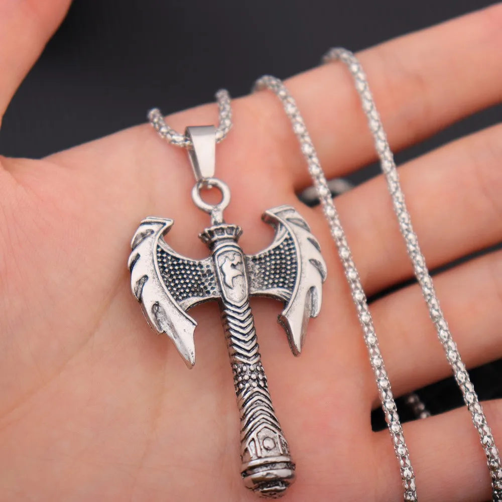 Prairie Wolf Double Sided Viking Tomahawk Pendant Necklace in USA