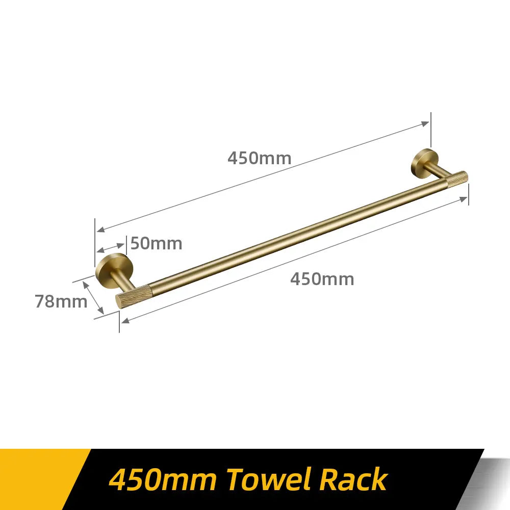 Bathroom Hardware Accessories Set Brushed Gold Knurled