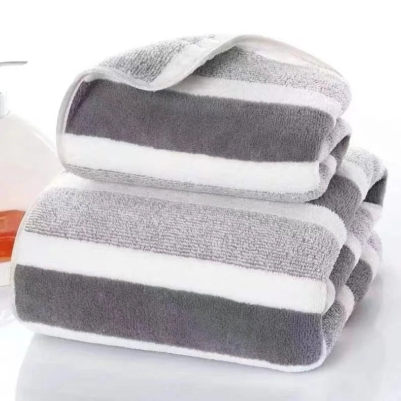 4pcs Striped Bath Towel Set Absorbent & Quick-drying