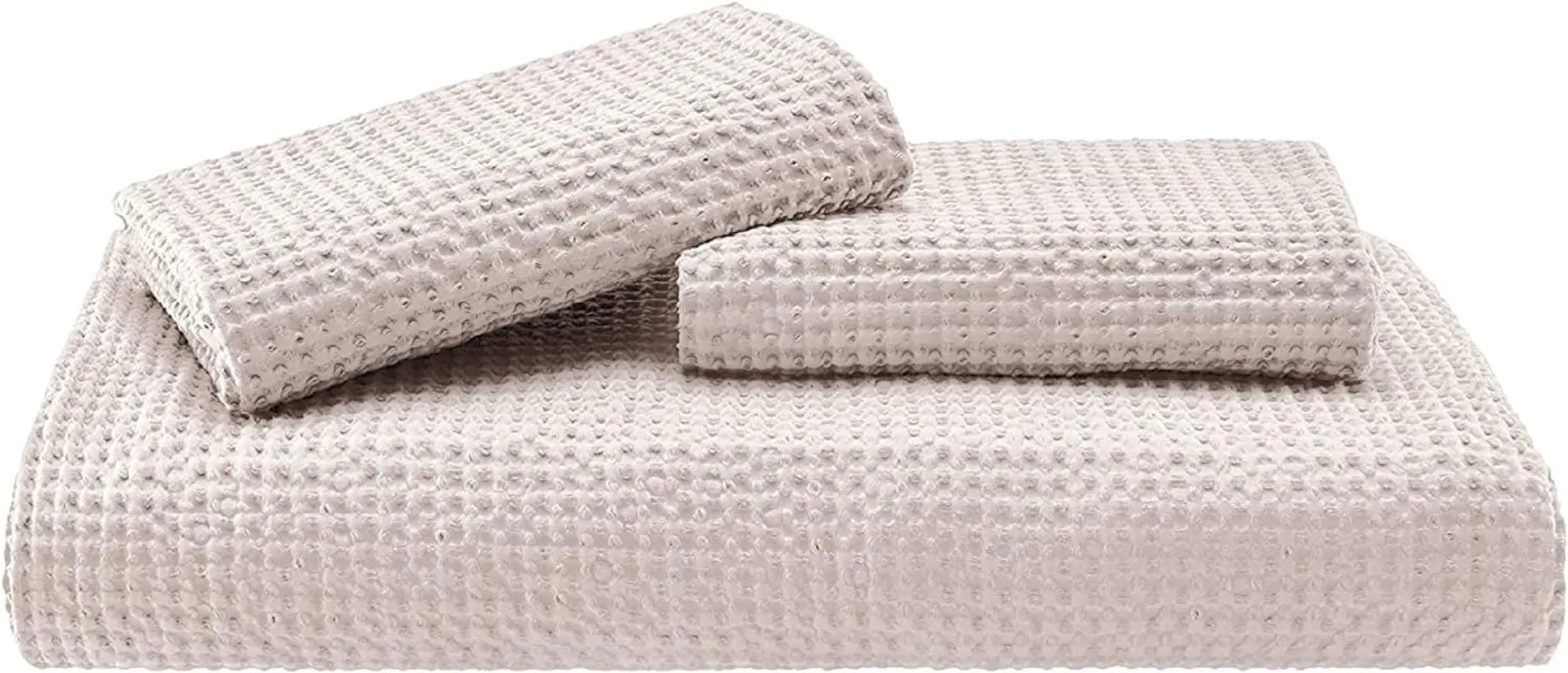 Cotton Waffle Weave Coconut White Duvet Cover Set