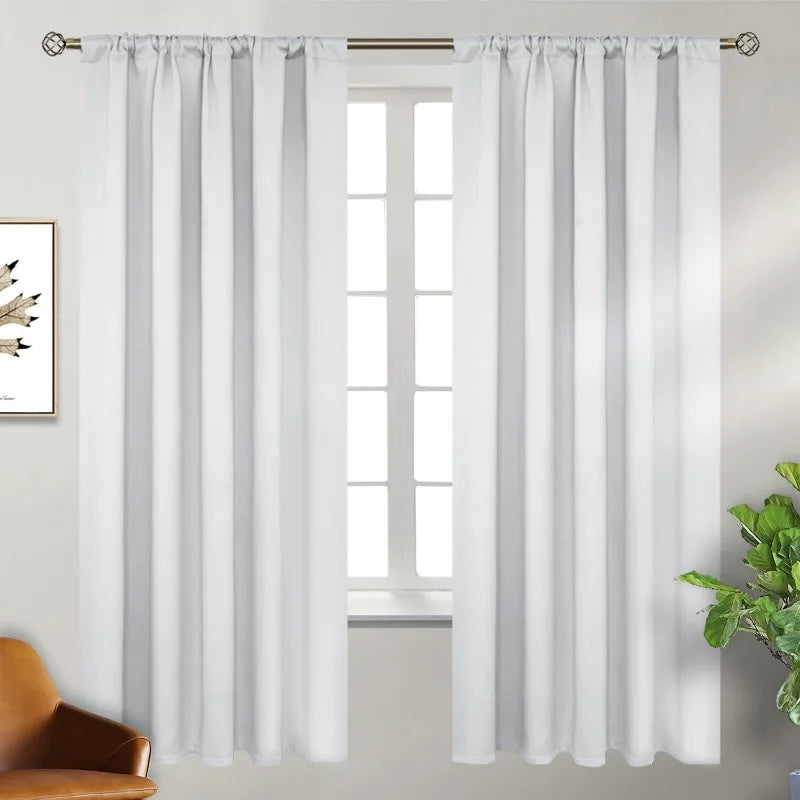 Navy Blue Elegant Blackout Curtains Rod Pocket in USA