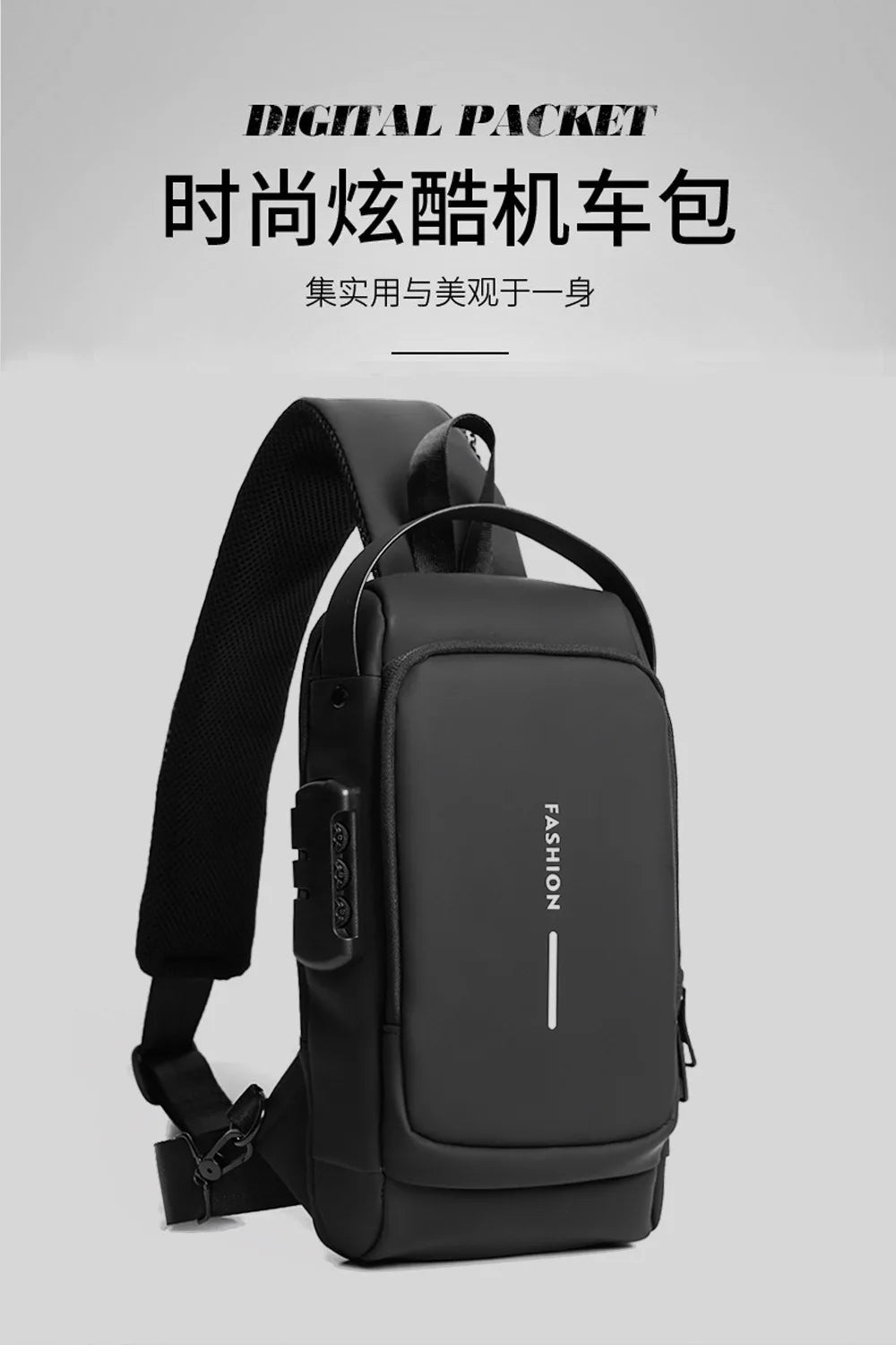 Men Anti Theft Chest Bag Shoulder Bags USB Charging in USA