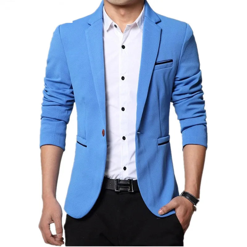 Men Slim Fashion Blazer Suit Jacket Black Blue Red Plus size in USA