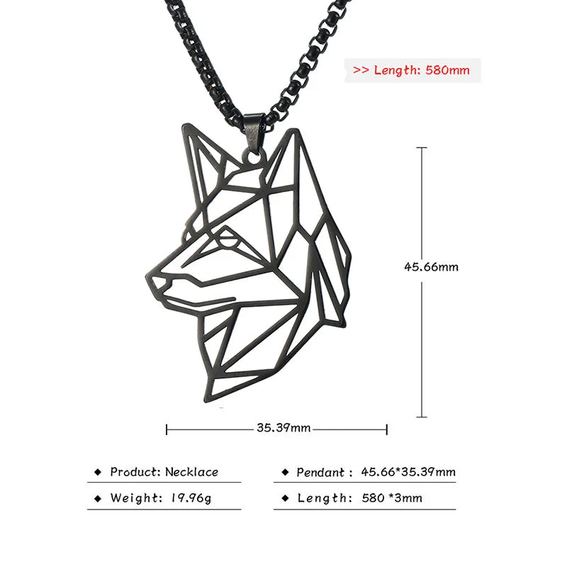 Unift Black Color Wolf Pendant Necklace Men Boy Stainless in USA