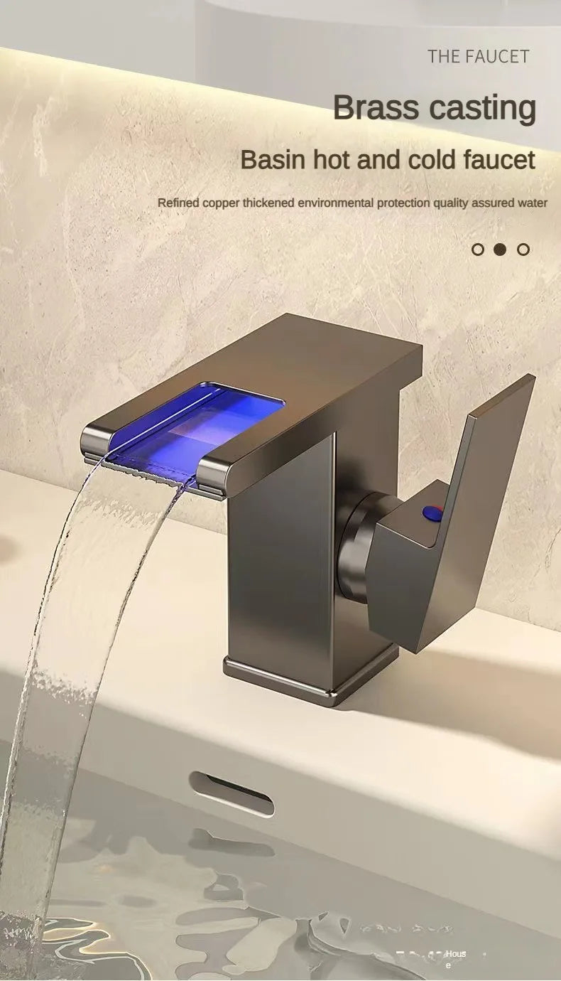 LED Light Waterfall Faucet Water Flow Power Generation