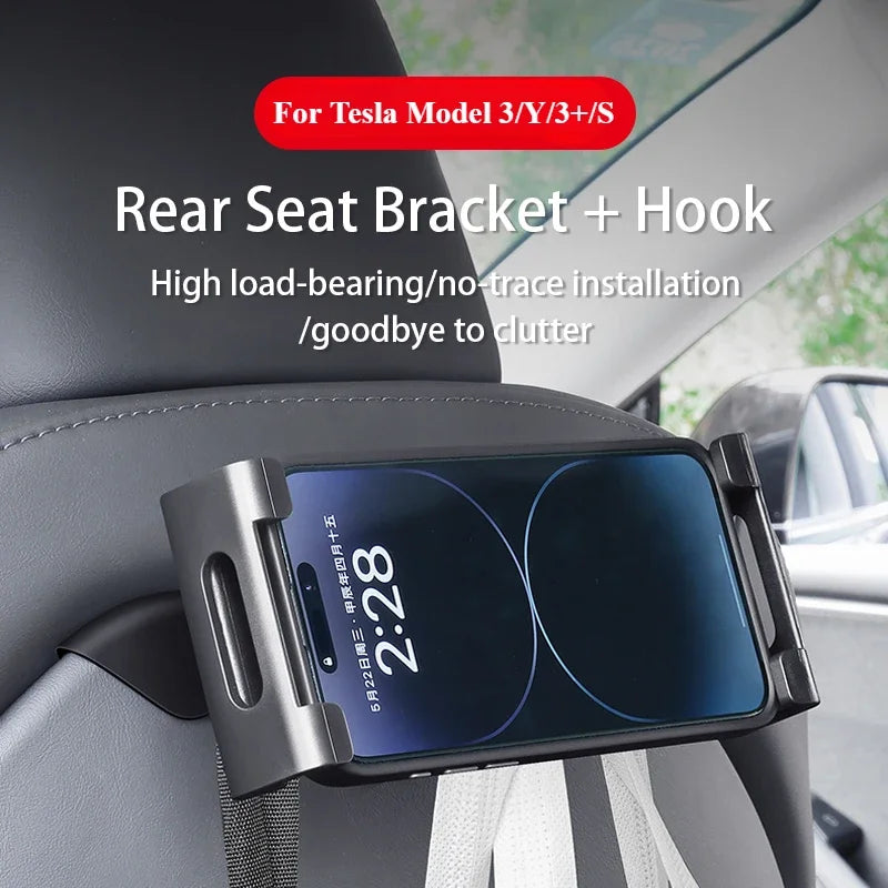 Car Back Seat Headrest Mount Holder For Tesla Model 3/Y/S/3+ 360 Rotat