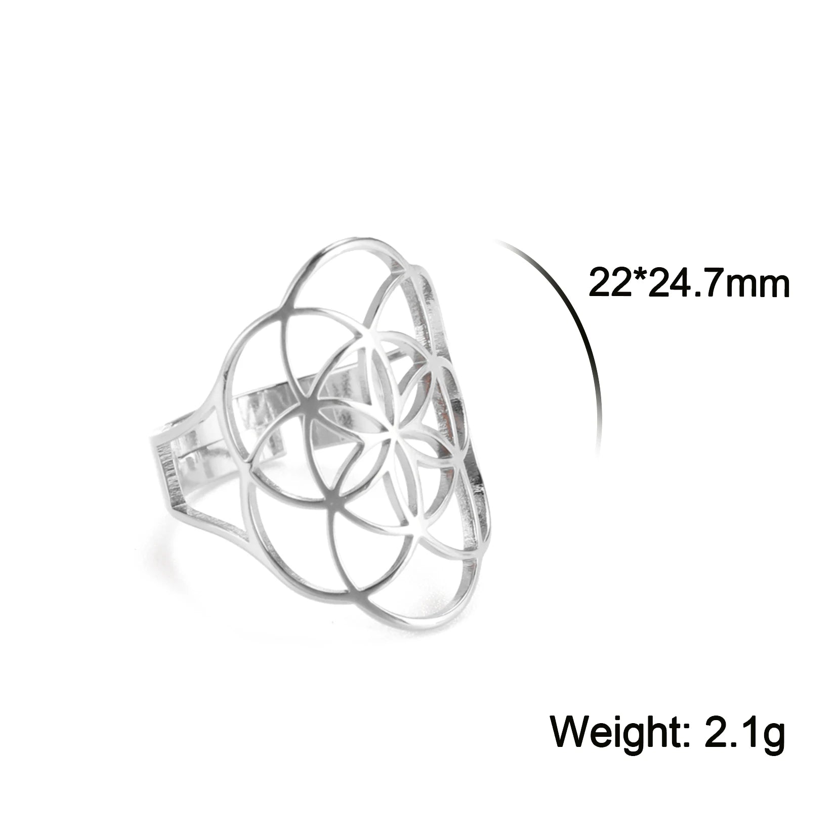 Unift Scared Geometry Flower Life Ring Adjustable Stainless Steel Ring in USA